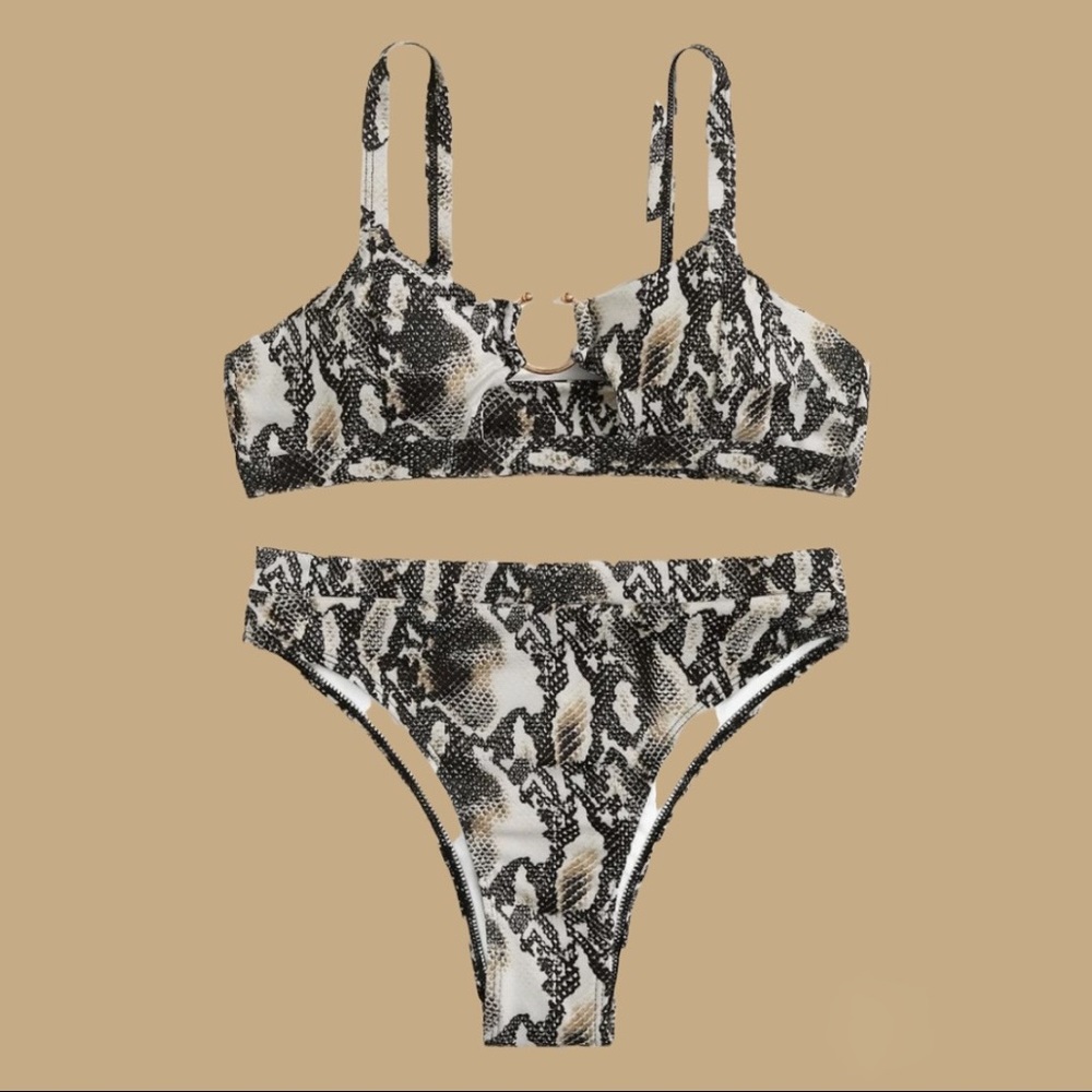 Snakeskin Ring Linked High Waisted Bikini